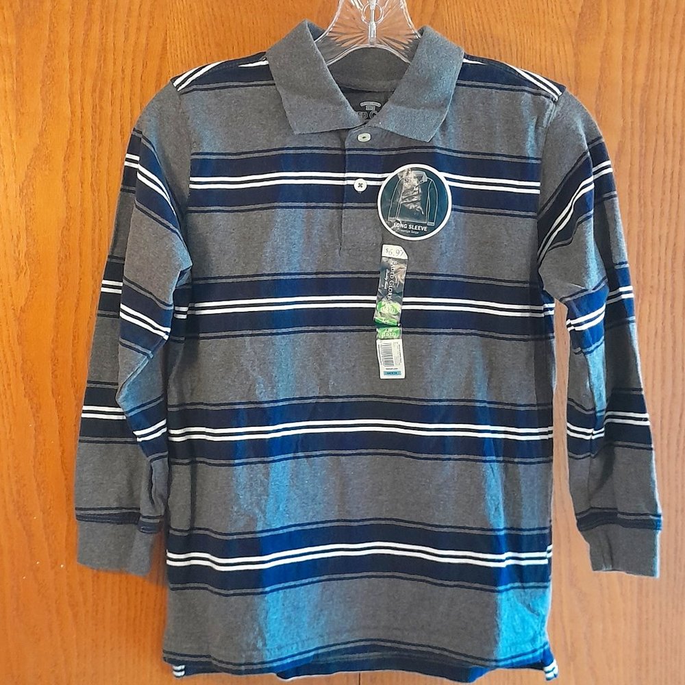 Faded Glory Boys size L 10-12 Long Sleeve Polo